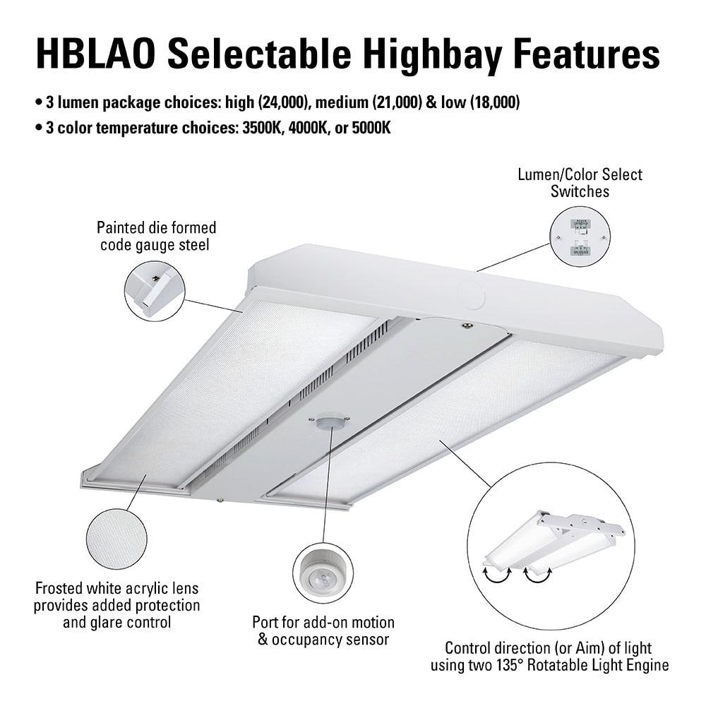 Metalux 2 ft. 400-Watt Equivalent LED Highbay with Adjustable Optics, Selectable 18K/21K/24K Lumens and 3500/4000/5000 Sel CCT