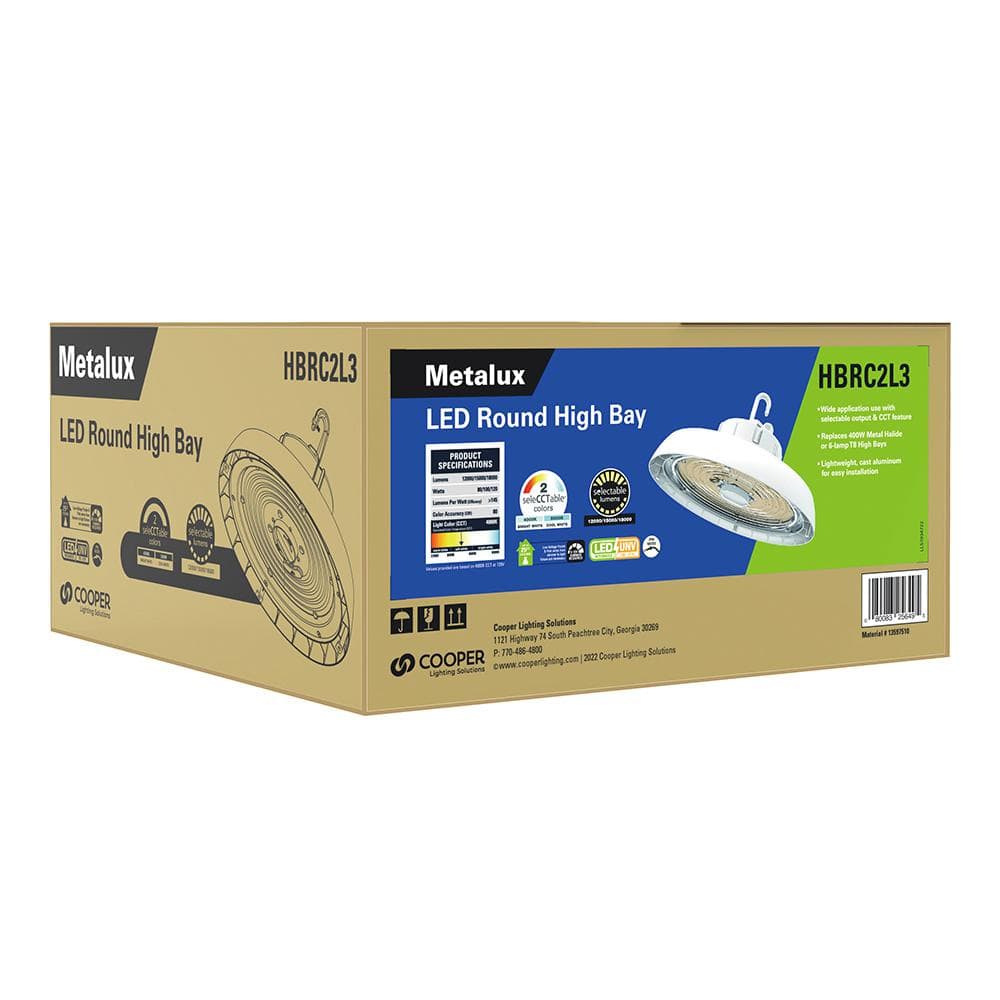 Metalux 13 in. Round 400-Watt Equivalent Integrated LED White High Bay Light