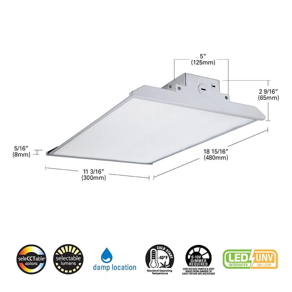 Metalux 1.6 ft. 250-Watt Equivalent LED Linear High Bay with Selectable CCT and Lumen