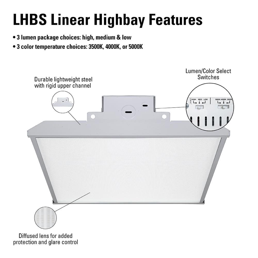 Metalux 1.6 ft. 250-Watt Equivalent LED Linear High Bay with Selectable CCT and Lumen