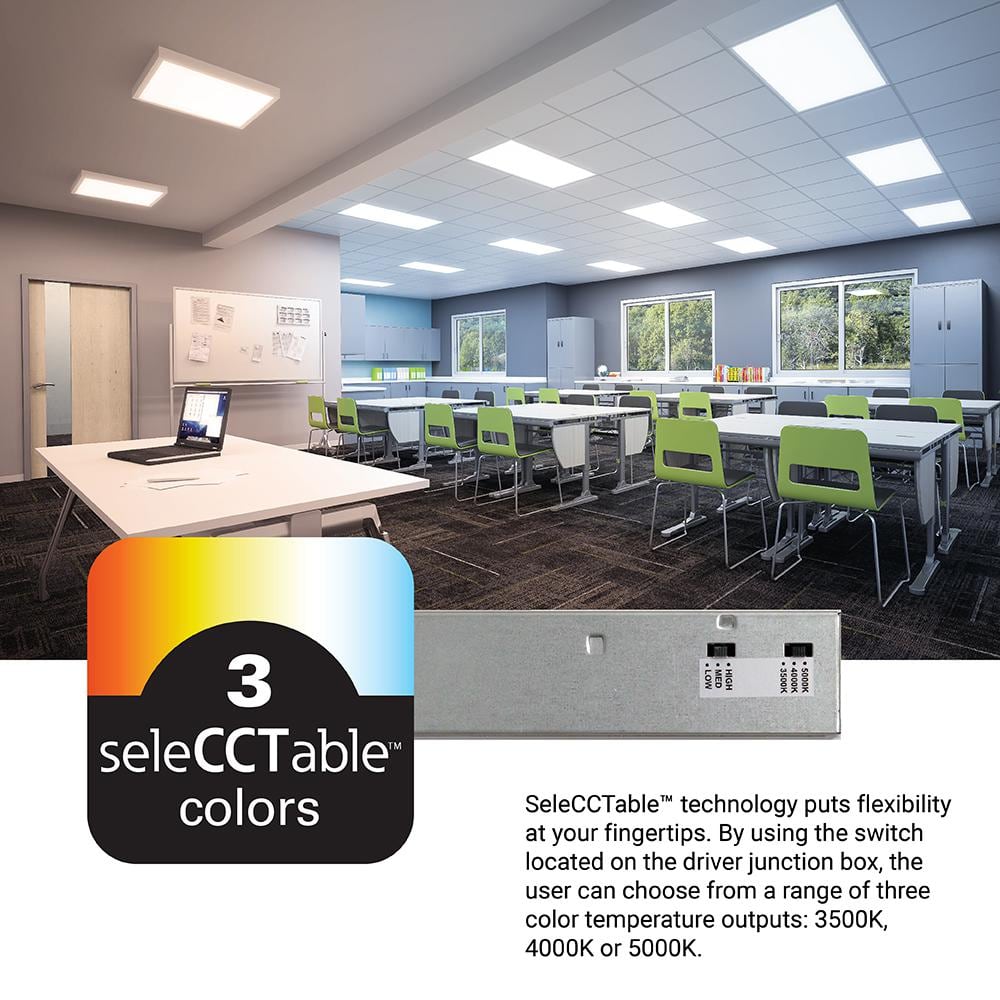 Metalux 2 ft. x 2 ft. Selectable Lumens 2700/3600/4700, Integrated LED Panel Light, Selectable CCT 3500K/4000K/5000K