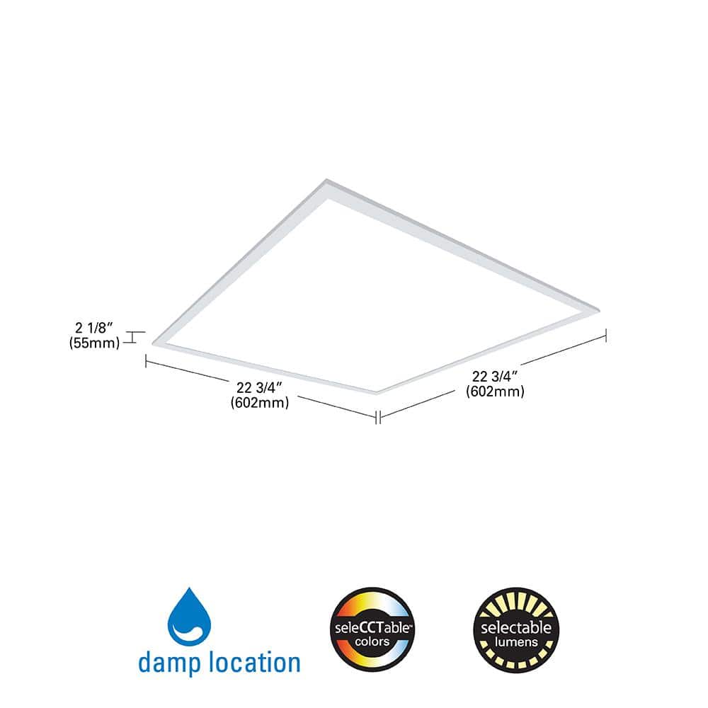 Metalux 2 ft. x 2 ft. Selectable Lumens 2700/3600/4700, Integrated LED Panel Light, Selectable CCT 3500K/4000K/5000K