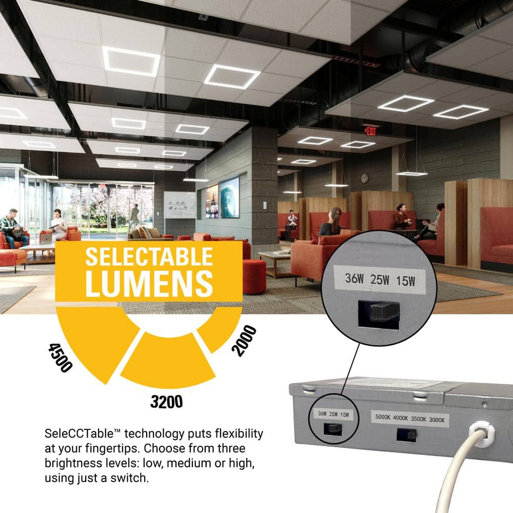 Metalux 2 x 2 ft. Selectable 4500/3200/2000 Lumens, Integrated LED, Surround Architectural Slim Frame Panel, 4-Selectable CCT