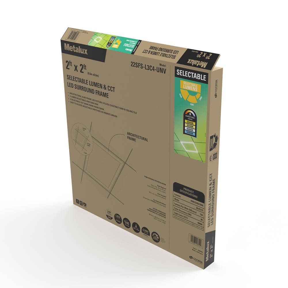 Metalux 2 x 2 ft. Selectable 4500/3200/2000 Lumens, Integrated LED, Surround Architectural Slim Frame Panel, 4-Selectable CCT