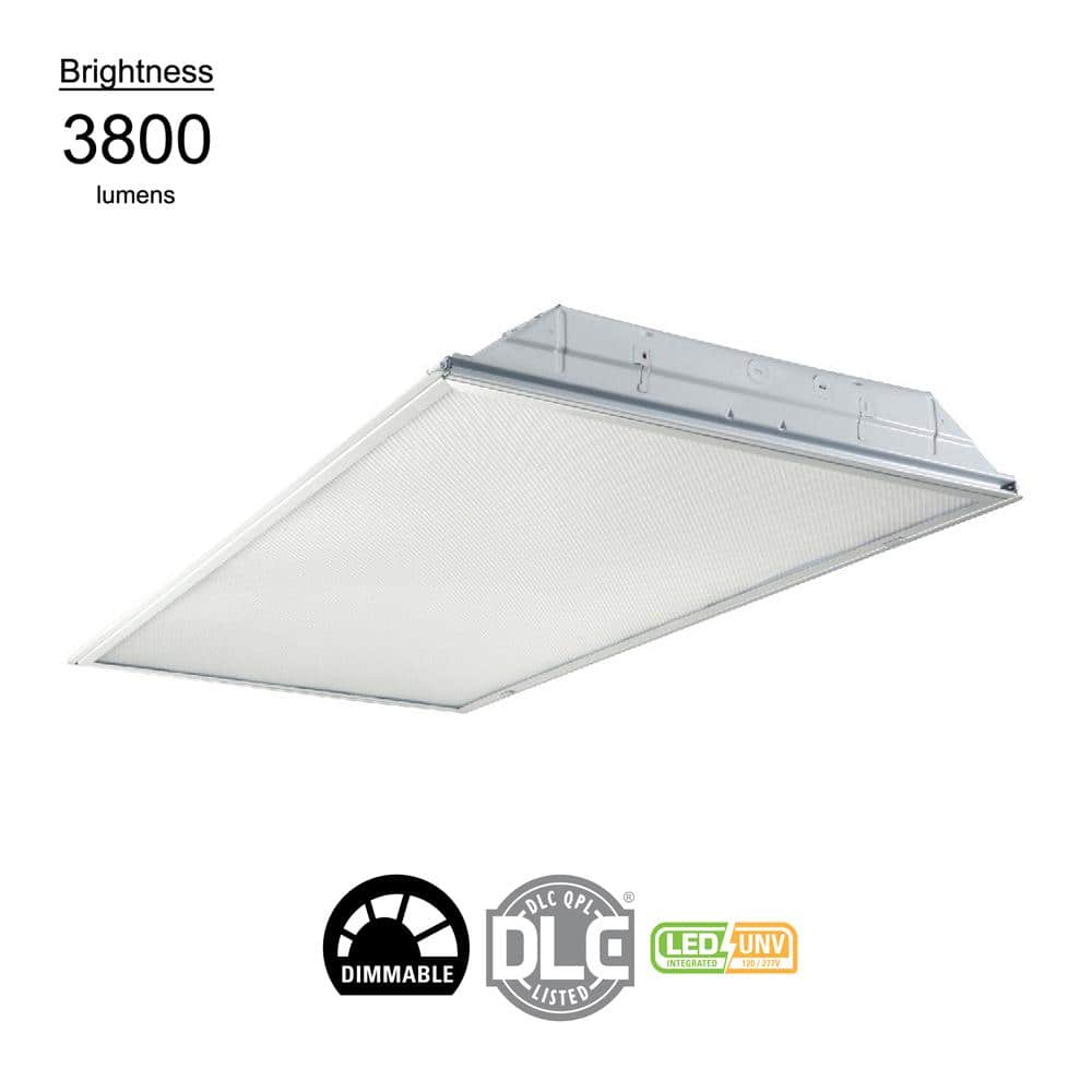 Metalux 2 ft. x 4 ft. White Integrated LED Drop Ceiling Troffer Light with 6400 Lumens, 4000K