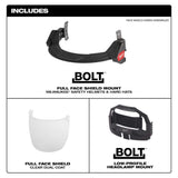Milwaukee BOLT White Type 1 Class C Front Brim Vented Hard Hat, 4-Point Ratcheting Suspension, with Smoke Full Face Shield