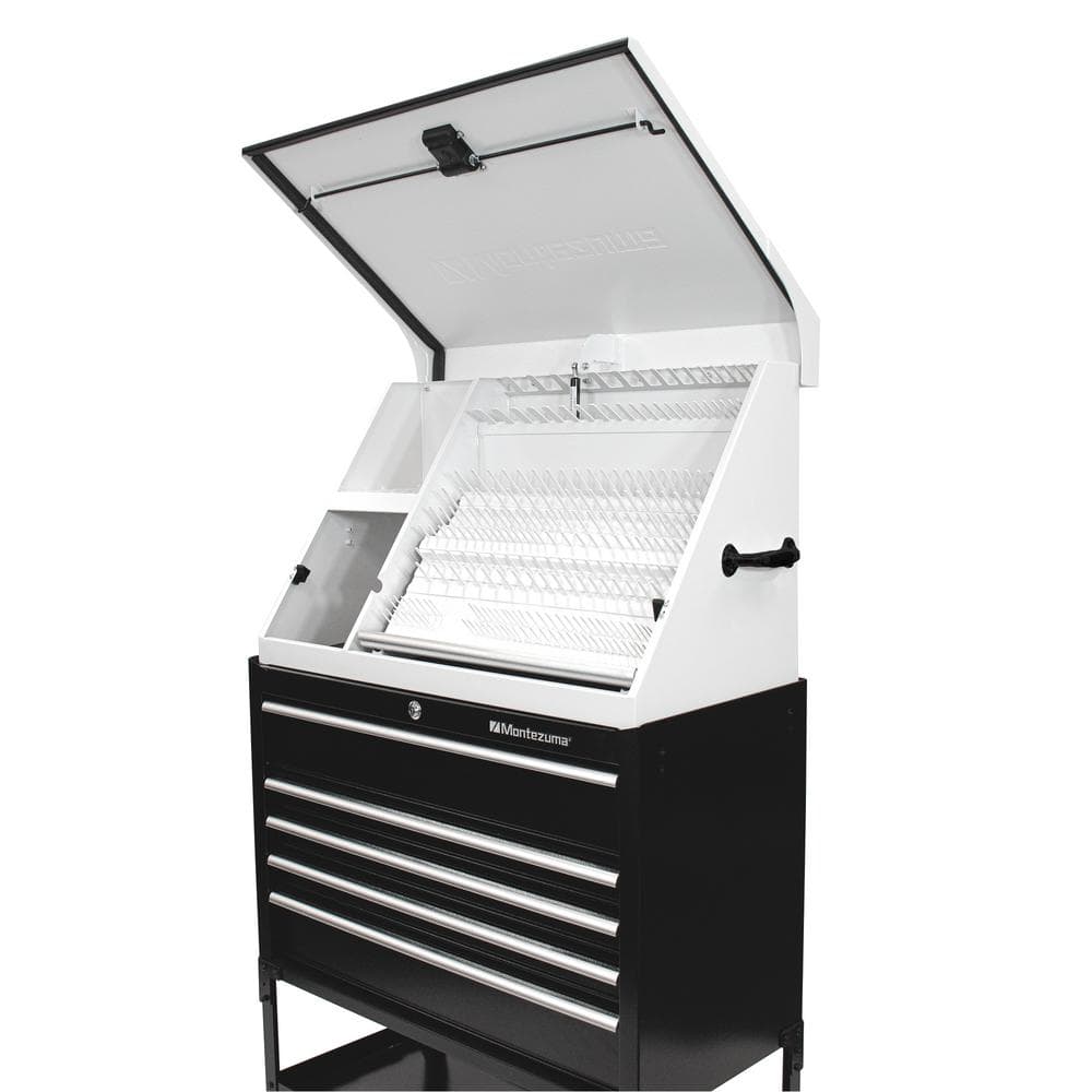 Montezuma 36 in. W x 17 in. D Portable Triangle White Powder Coat Top Tool Chest for Sockets, Wrenches and Screwdrivers