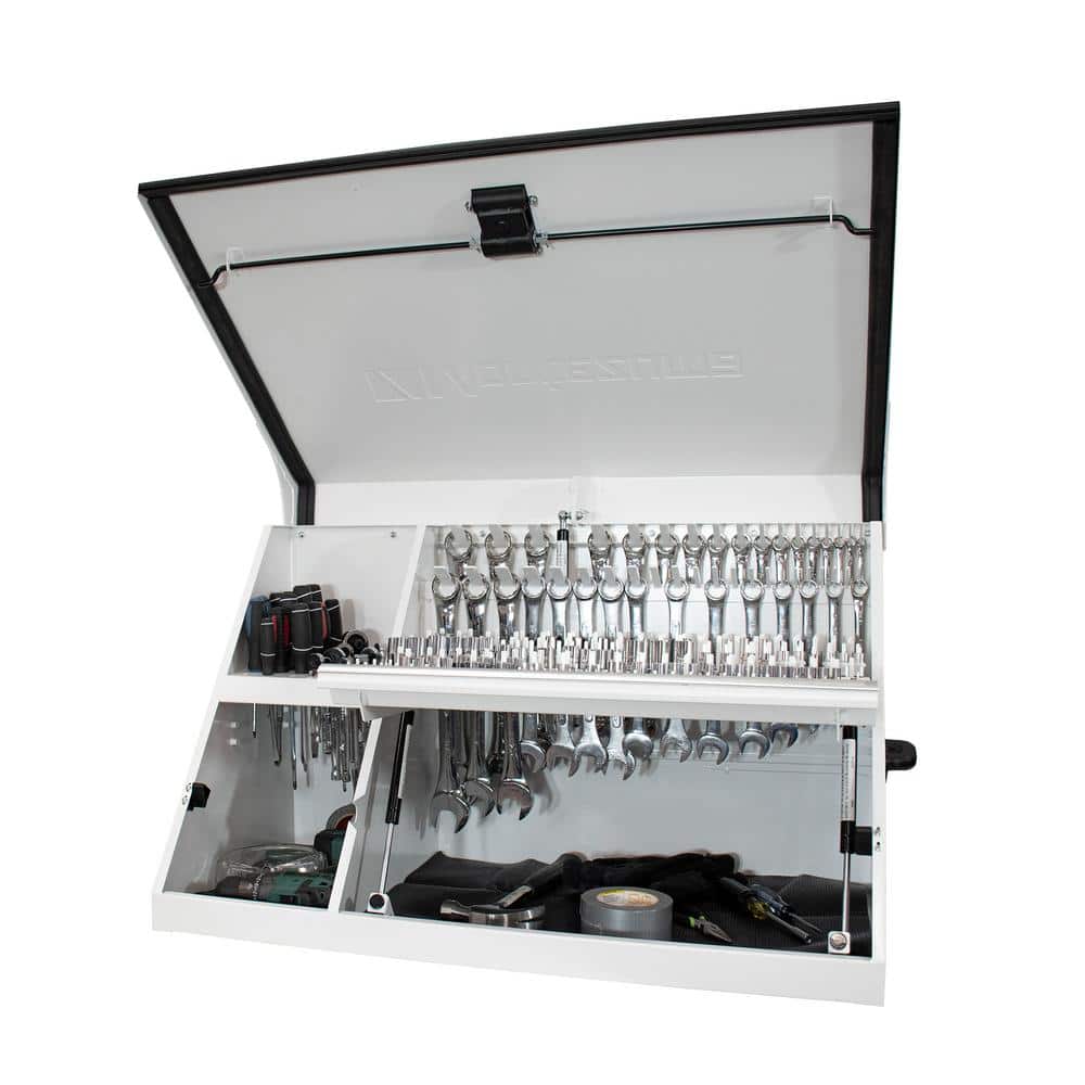 Montezuma 36 in. W x 17 in. D Portable Triangle White Powder Coat Top Tool Chest for Sockets, Wrenches and Screwdrivers