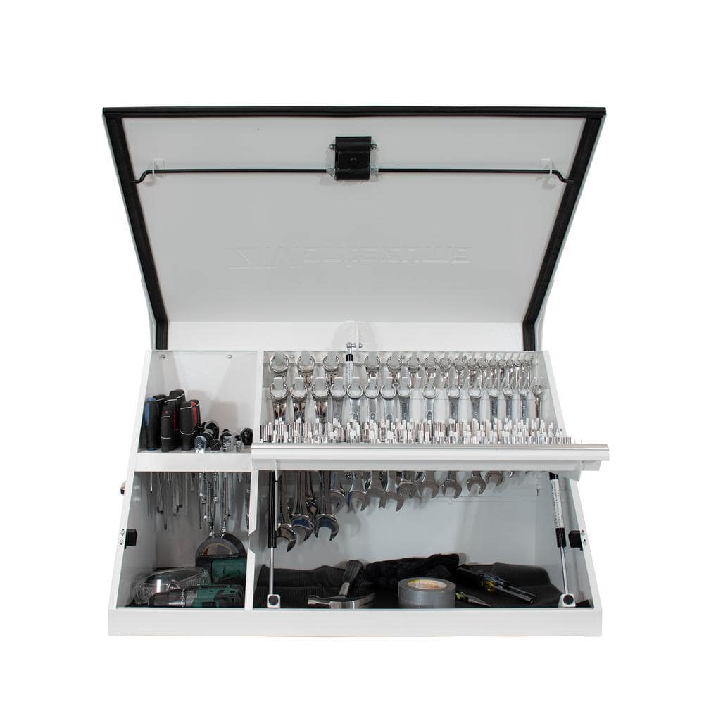 Montezuma 36 in. W x 17 in. D Portable Triangle White Powder Coat Top Tool Chest for Sockets, Wrenches and Screwdrivers