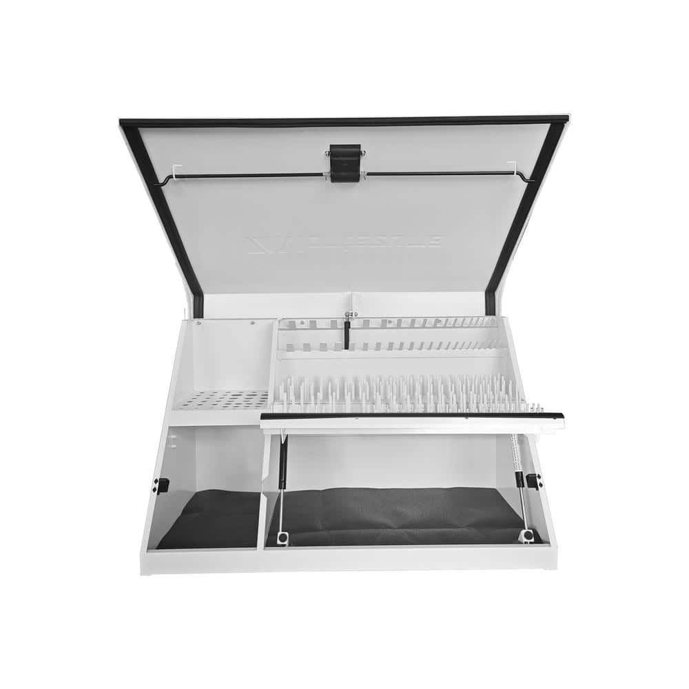Montezuma 36 in. W x 17 in. D Portable Triangle White Powder Coat Top Tool Chest for Sockets, Wrenches and Screwdrivers