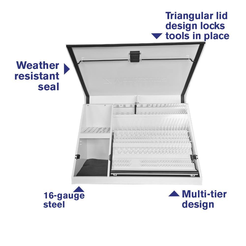Montezuma 36 in. W x 17 in. D Portable Triangle White Powder Coat Top Tool Chest for Sockets, Wrenches and Screwdrivers