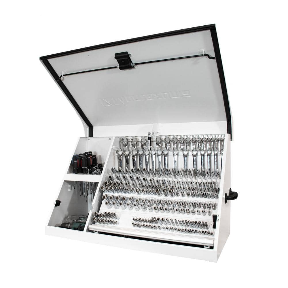 Montezuma 36 in. W x 17 in. D Portable Triangle White Powder Coat Top Tool Chest for Sockets, Wrenches and Screwdrivers
