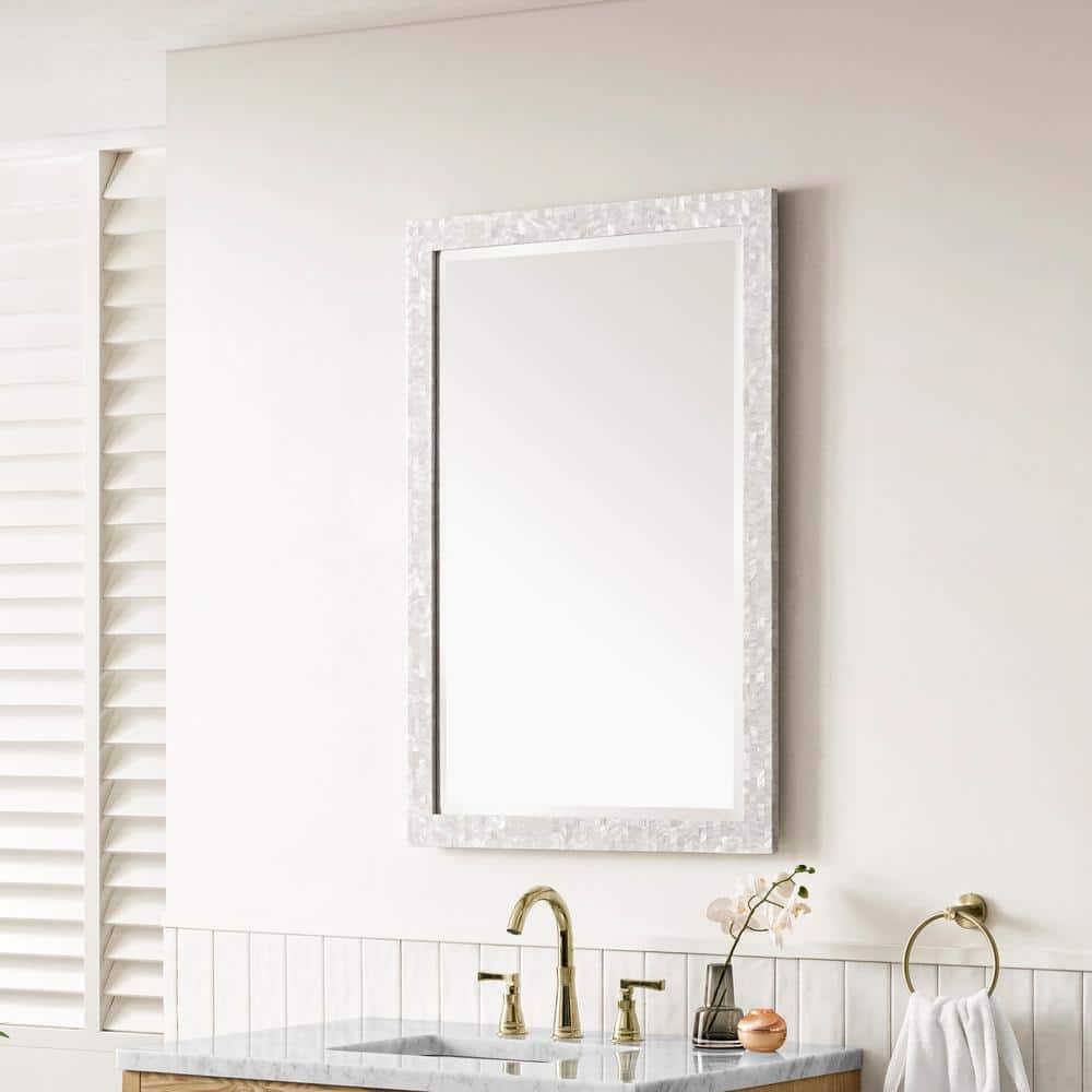 James Martin Vanities Callie 26" x 38" Rectangular Vanity Mirror in White Mother of Pearl