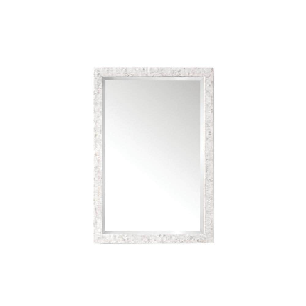 James Martin Vanities Callie 26" x 38" Rectangular Vanity Mirror in White Mother of Pearl