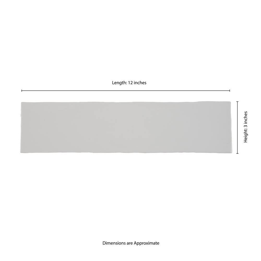 MSI White Crafted 3 in. x 12 in. Glossy Ceramic White Subway Tile (13 sq. ft. / Case)