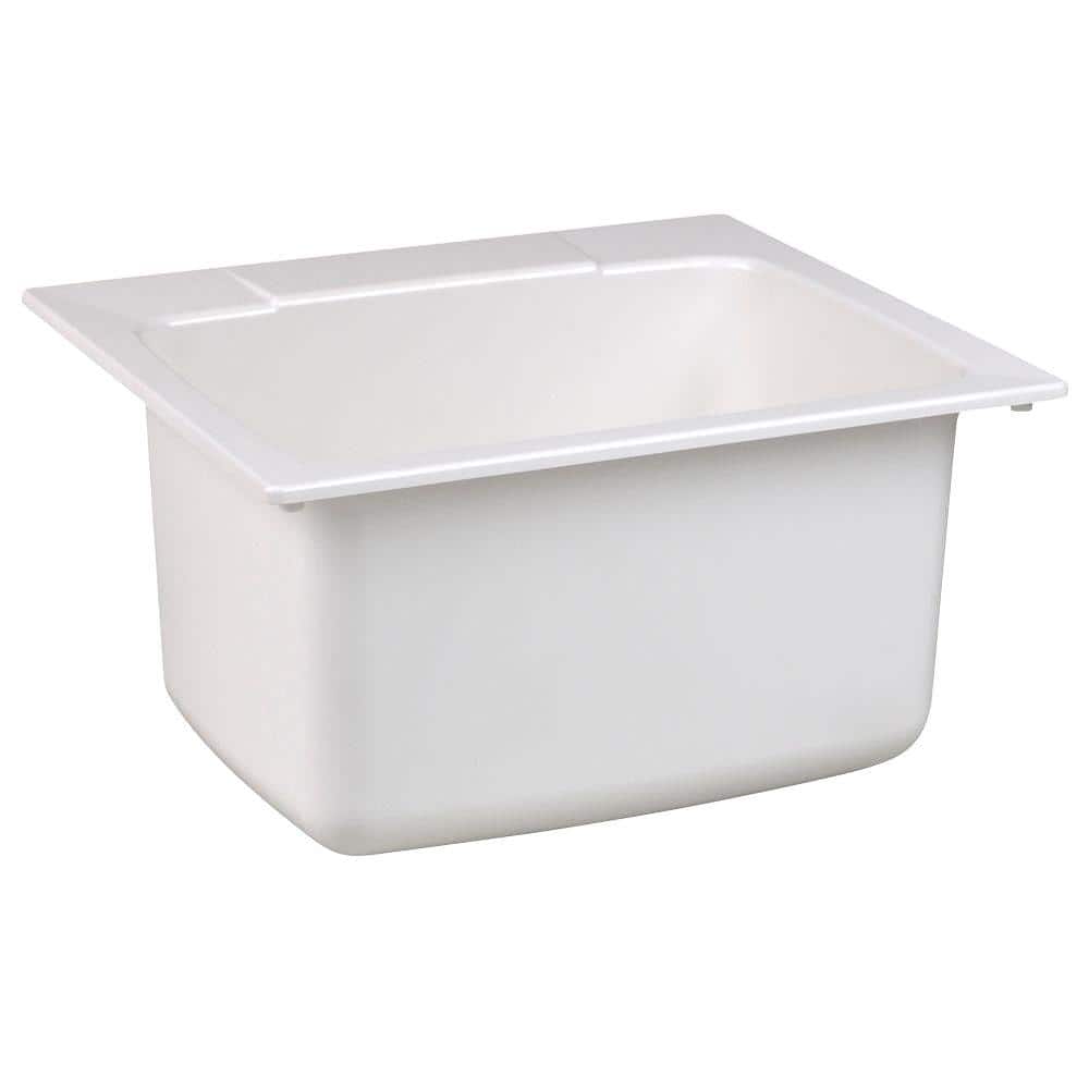 MUSTEE 22" x 25" Molded Fiberglass Drop-In Utility Sink in White