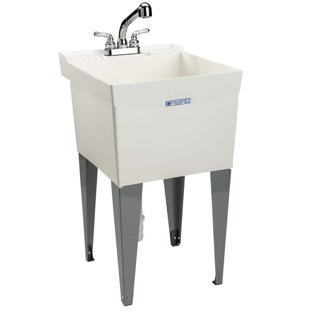MUSTEE Utilatub 18-Gallon Freestanding Laundry Utility Sink with Pullout Faucet