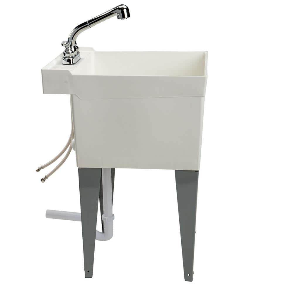 MUSTEE Utilatub 18-Gallon Freestanding Laundry Utility Sink with Pullout Faucet