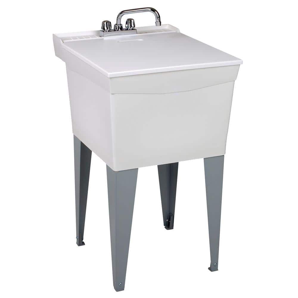 MUSTEE Utilatub Combo 20x24x33 Thermoplastic Floor Mount Laundry Tub
