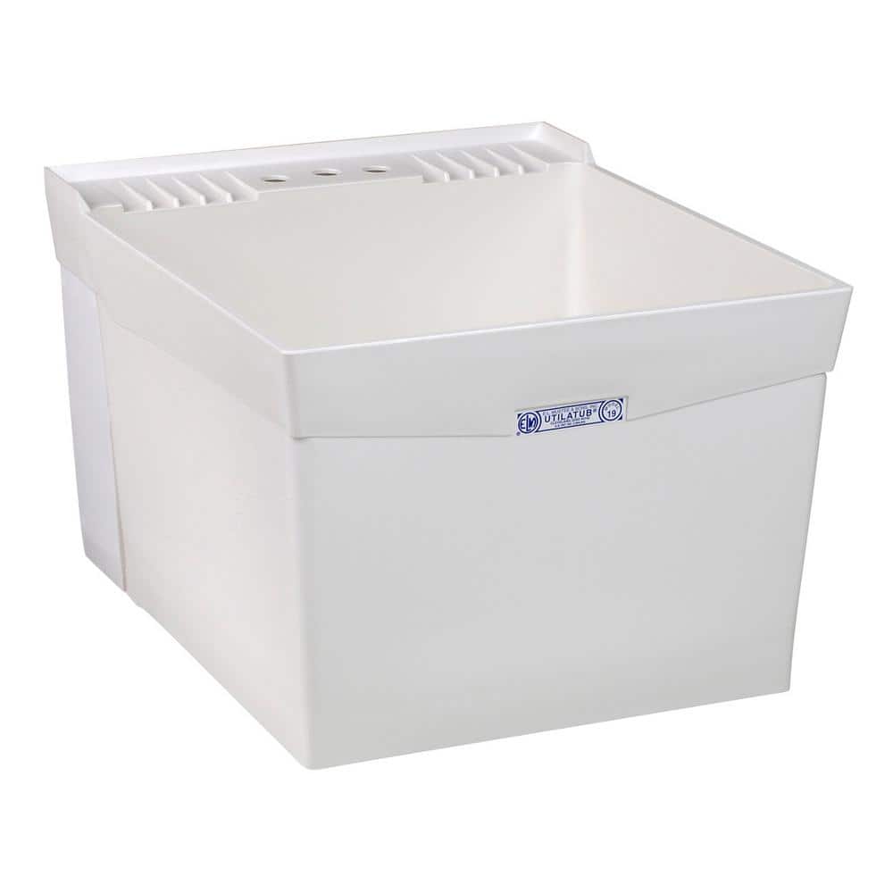 MUSTEE Utilatub 20x24 Structural Thermoplastic Wall-Mount Utility Tub, White