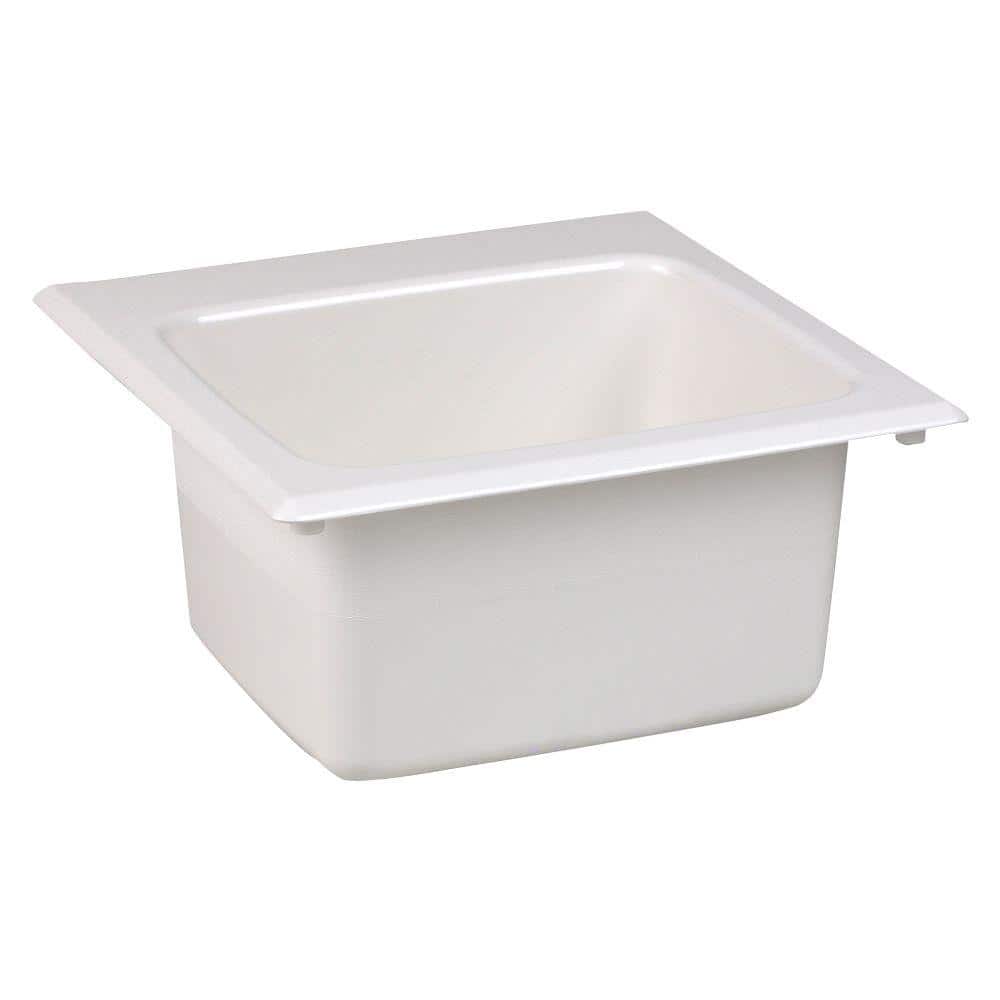 MUSTEE 15 in. x 15 in. Fiberglass Self-Rimming Bar Sink in White