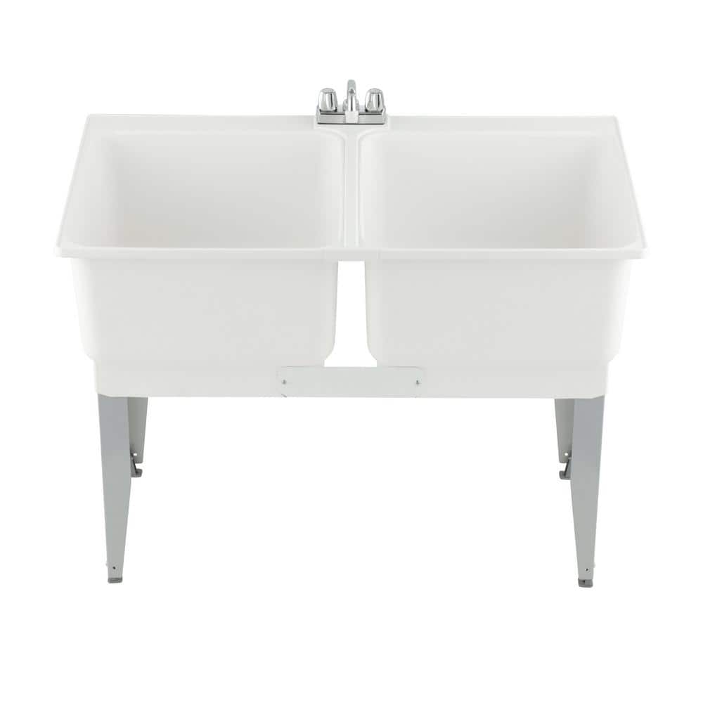 MUSTEE 46 in. x 34 in. Plastic Laundry Tub with Chrome Faucet