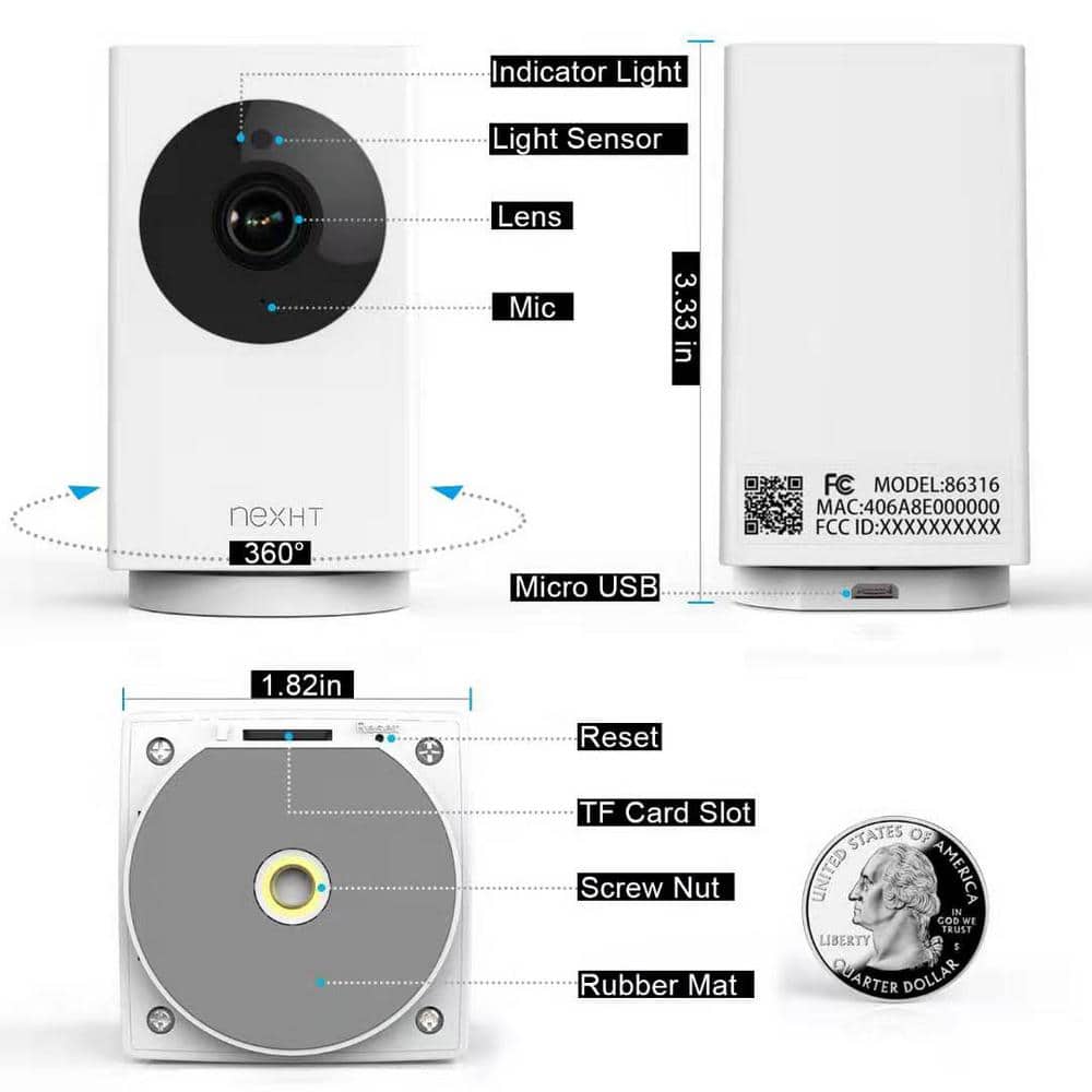 NexHT WiFi 1080p Wireless Security Camera with Night Vision, 2-Way Audio, Cloud Storage, Auto Track Pan/Tilt/Zoom (4-Pack)