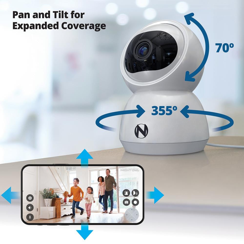 Night Owl 3MP HD+ Plug-In Indoor Wireless Pan and Tilt Security Camera