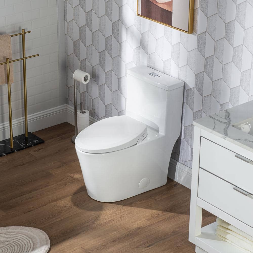 Casta Diva Elongated Bidet Toilet Combo Dual Flush in White