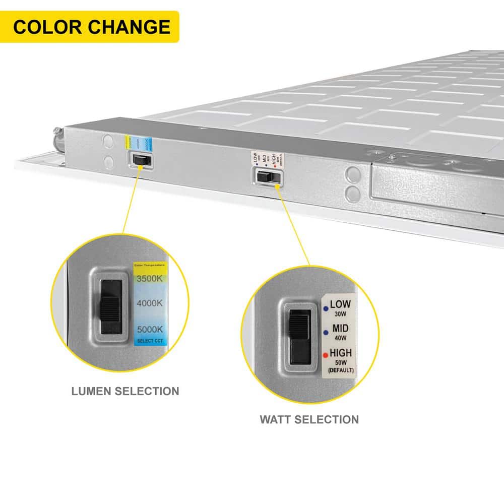 NuWatt 2 ft. x 2 ft. Integrated Backlit LED Panel Internal Driver Drop in Ceiling 4400 Lumen Dimmable 3500K 120-277V (4-Pack)
