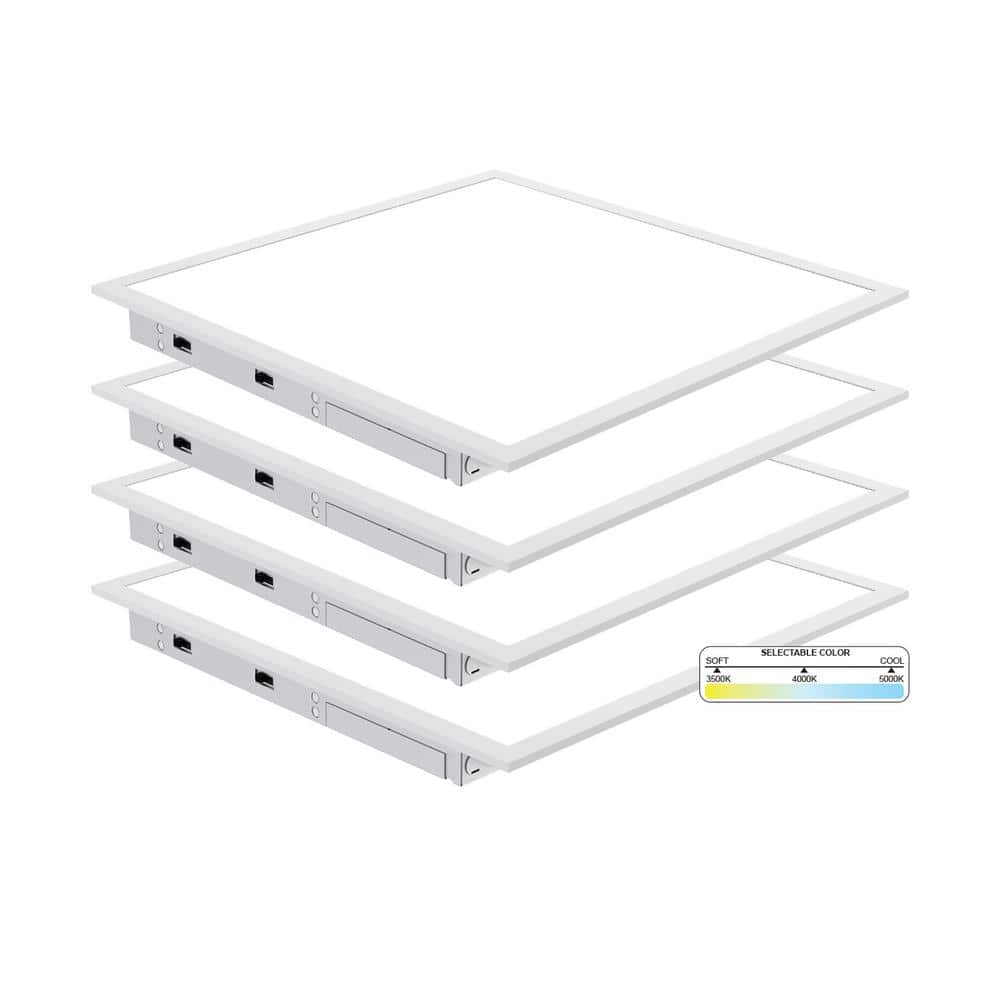 NuWatt 2 ft. x 2 ft. Integrated Backlit LED Panel Internal Driver Drop in Ceiling 4400 Lumen Dimmable 3500K 120-277V (4-Pack)