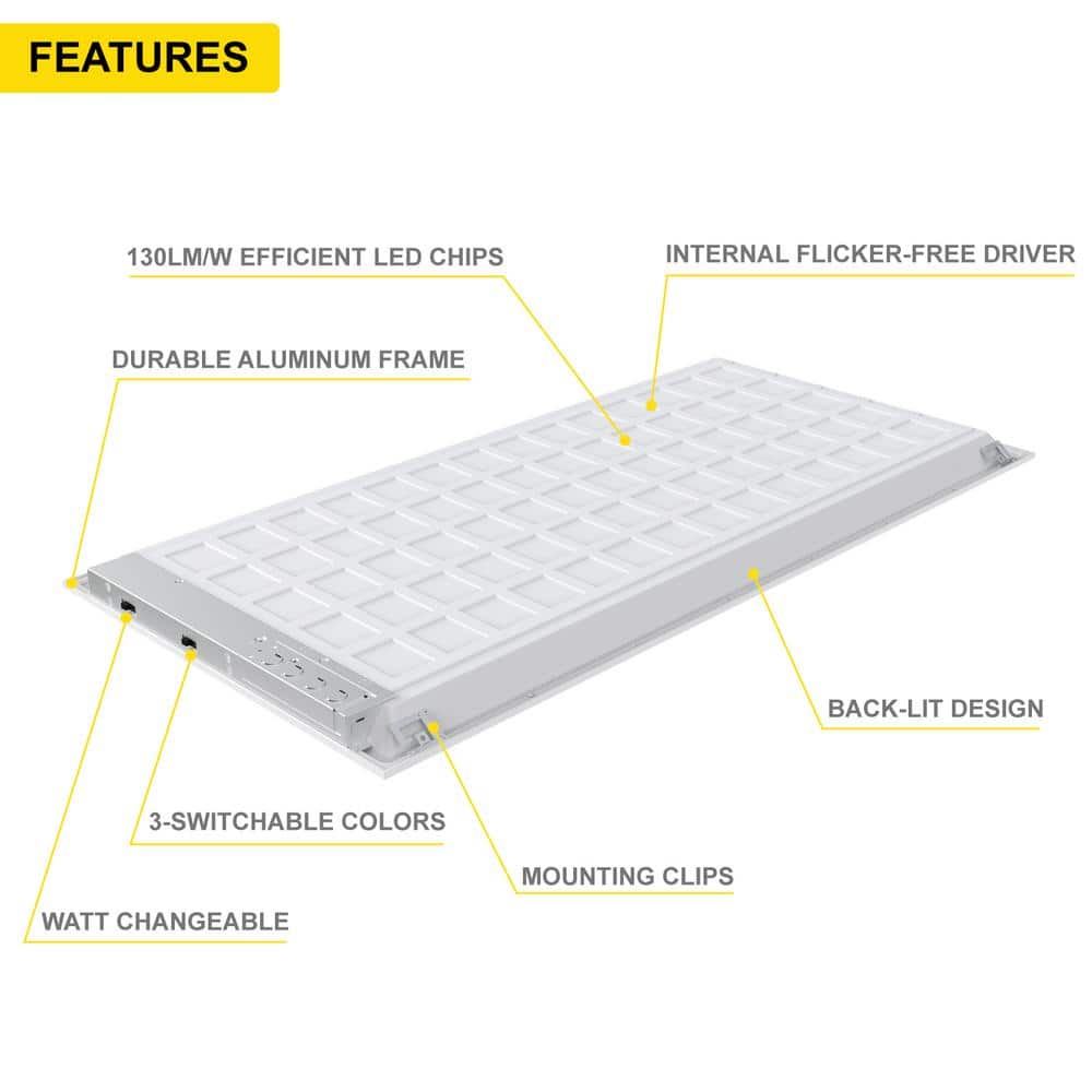 NuWatt 2 ft. x 4 ft. Integrated Backlit LED Panel Internal Driver Drop in Ceiling 5500 Lumen Dimmable 3500K 120-277V (4-Pack)