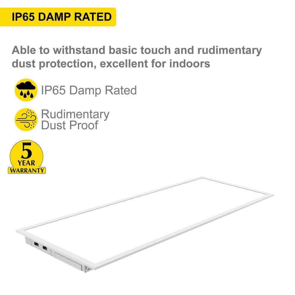NuWatt 2 ft. x 4 ft. Integrated Backlit LED Panel Internal Driver Drop in Ceiling 5500 Lumen Dimmable 5000K 120-277V (4-Pack)