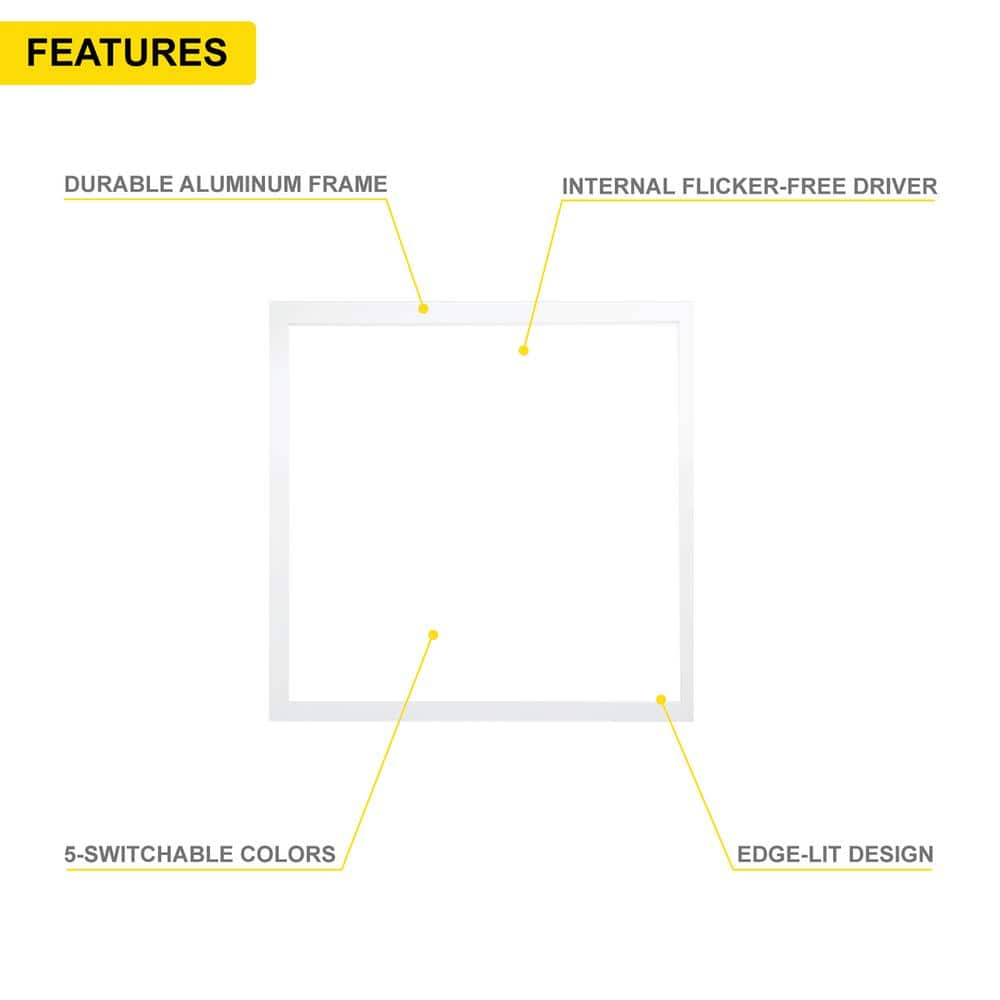 NuWatt 1 ft. x 1 ft. 120V Surface Mount Integrated LED Panel Internal Driver 1500LM, 5CCT 2700K to 5000K, Triac Dimmable (4PK)