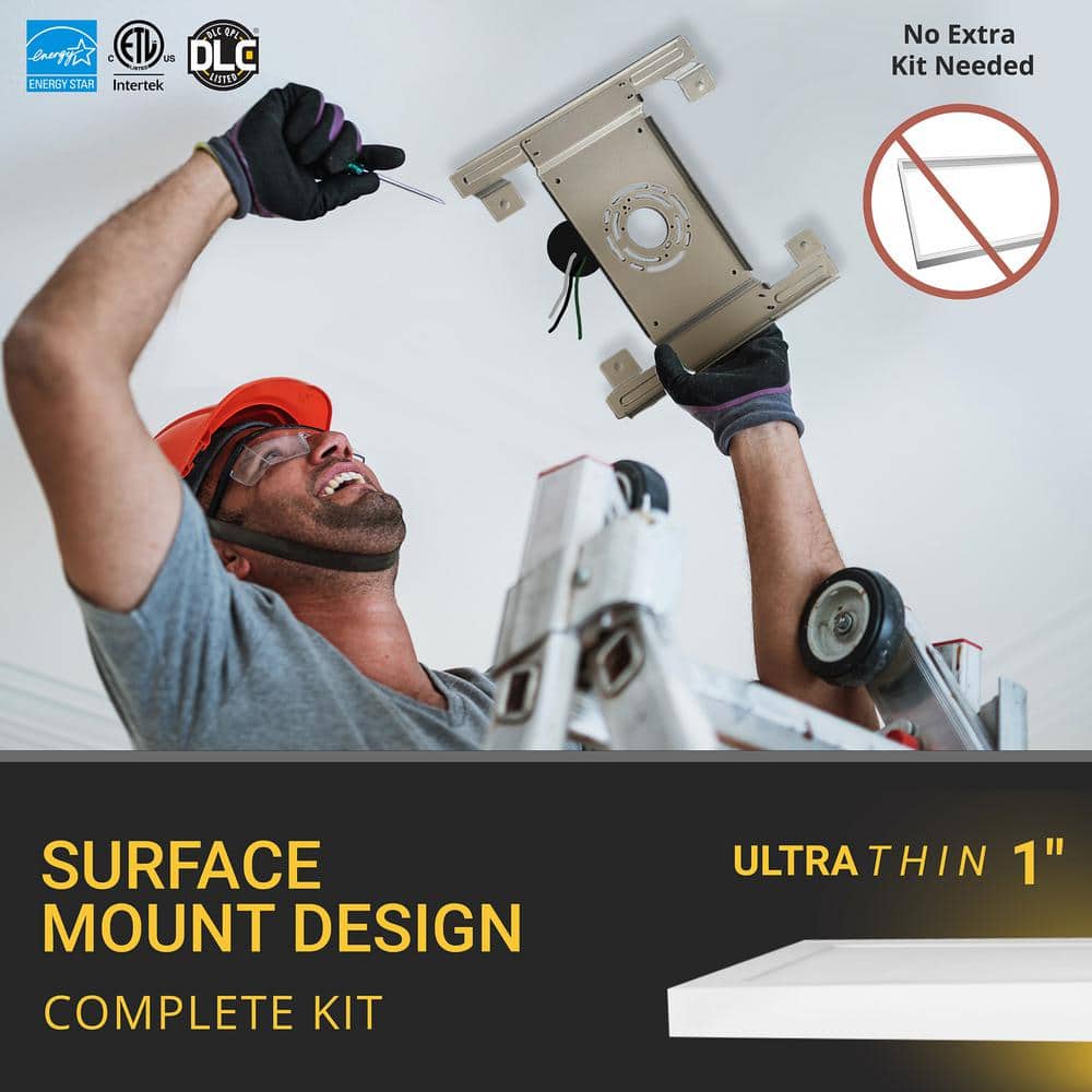 NuWatt 1 ft. x 2 ft. 2000 Lumens Integrated LED Edge-Lit Flat Panel Surface Mount Light with 3CCT Switch 40-Watt Dimmable White