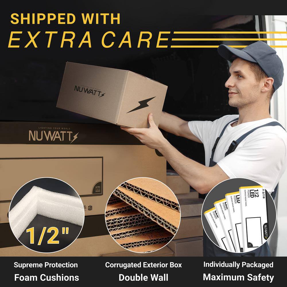 NuWatt 1 ft. x 2 ft. 2000 Lumens Integrated LED Edge-Lit Flat Panel Surface Mount Light with 3CCT Switch 40-Watt Dimmable White