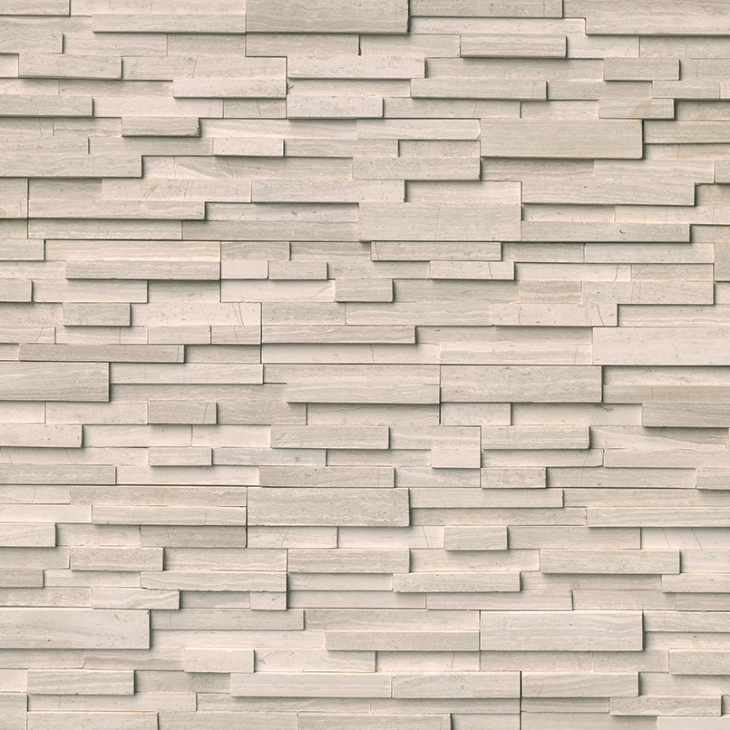 White Oak 3D Ledger Panel 6 in. x 24 in. Honed Marble Wall Tile (10 Cases / 60 sq. ft. Pallet)