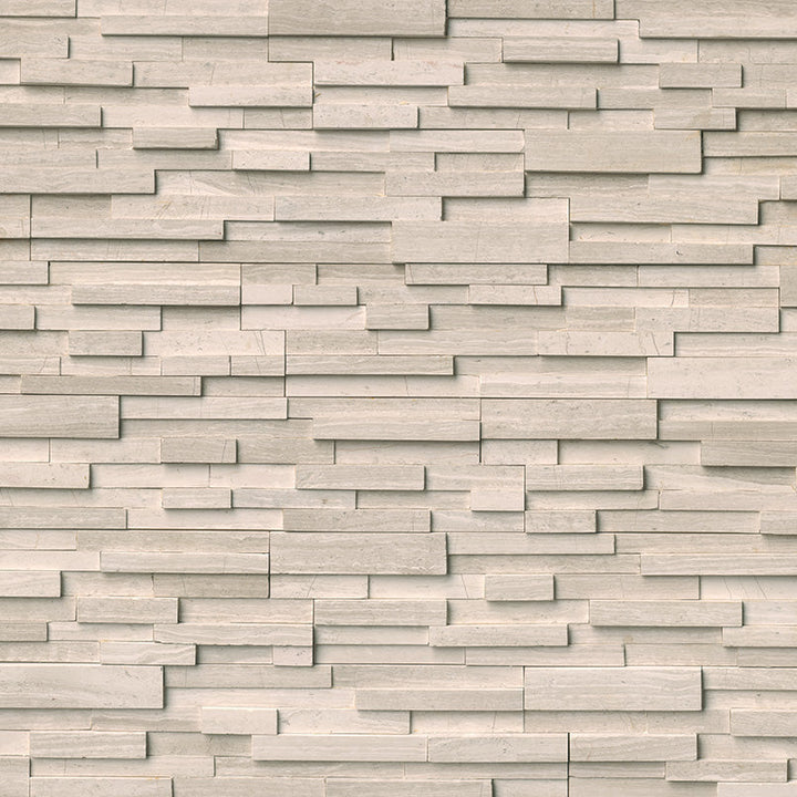 White Oak 3D Ledger Panel 6 in. x 24 in. Honed Marble Wall Tile (10 Cases / 60 sq. ft. Pallet)
