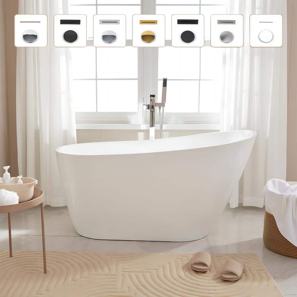Vanity Art Bourges 55 in. Acrylic Flatbottom Bathtub in White/Oil Rubbed Bronze