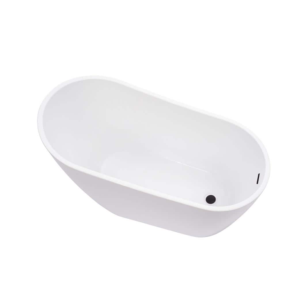 Vanity Art Bourges 55 in. Acrylic Flatbottom Bathtub in White/Oil Rubbed Bronze
