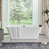 Vanity Art Nantes 67 in. x 30 in. Acrylic Freestanding Soaking Bathtub with Center Drain in White/Oil Rubbed Bronze
