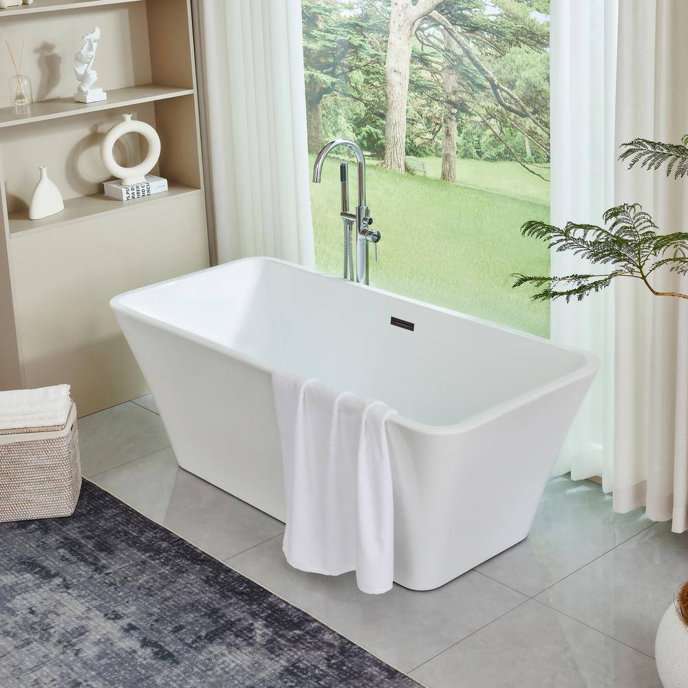 Vanity Art Nantes 67 in. x 30 in. Acrylic Freestanding Soaking Bathtub with Center Drain in White/Oil Rubbed Bronze