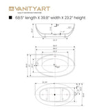 Vanity Art Amiens 69 in. x 40 in. Acrylic Flatbottom Freestanding Soaking Bathtub with Center Drain in White/Oil Rubbed Bronze