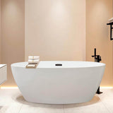 Vanity Art Amiens 69 in. x 40 in. Acrylic Flatbottom Freestanding Soaking Bathtub with Center Drain in White/Oil Rubbed Bronze