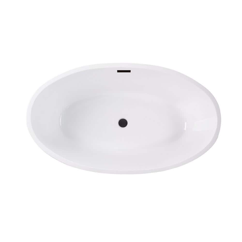 Vanity Art Amiens 69 in. x 40 in. Acrylic Flatbottom Freestanding Soaking Bathtub with Center Drain in White/Oil Rubbed Bronze