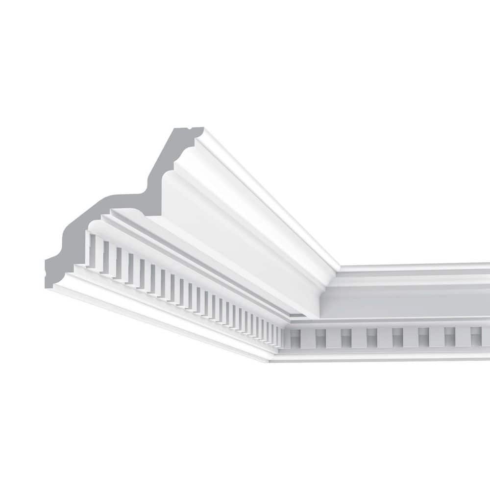 ORAC DECOR 4-3/8 in. x 4-5/8 in. x 78-3/4 in. Dentil Primed White High Density Polyurethane Crown Moulding