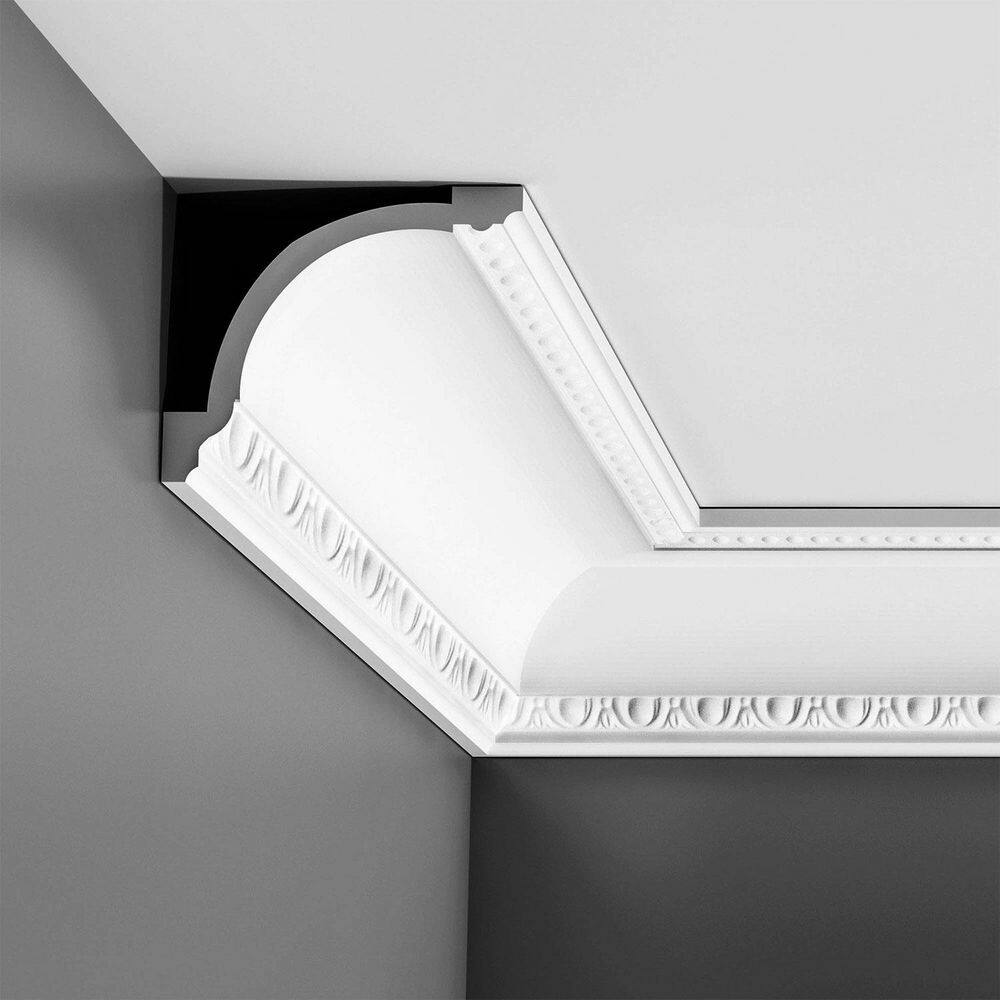 ORAC DECOR 4-5/8 in. x 5-1/4 in. x 78-3/4 in. Egg and Dart, and Beads Primed White Polyurethane Crown Moulding (9-Pack)