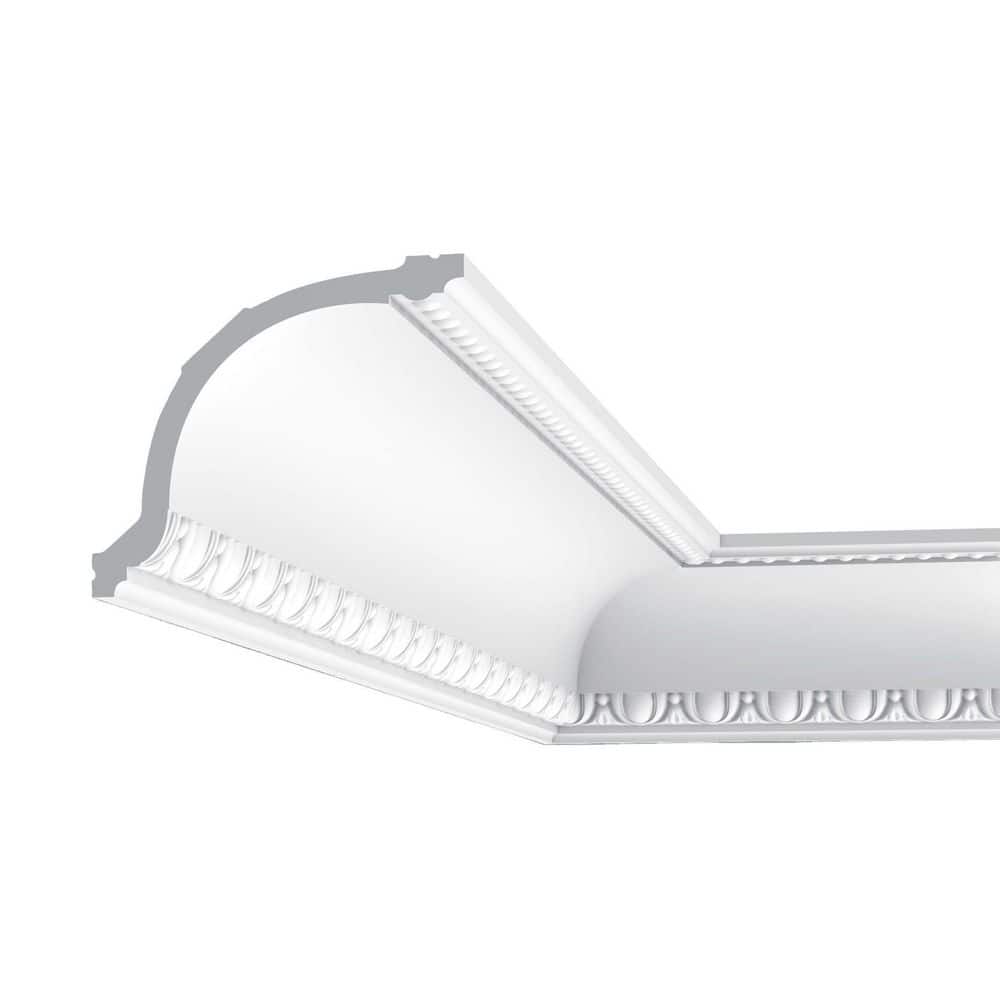 ORAC DECOR 4-5/8 in. x 5-1/4 in. x 78-3/4 in. Egg and Dart, and Beads Primed White Polyurethane Crown Moulding (9-Pack)