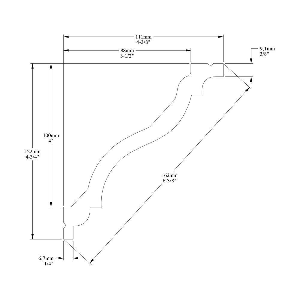 ORAC DECOR 4-3/8 in. x 4-3/4 in. x 78-3/4 in. Primed White Plain Polyurethane Crown Moulding (13-Pack)