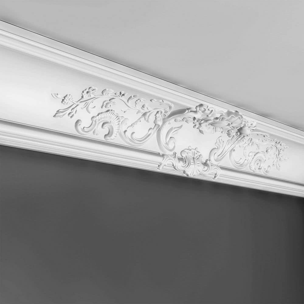 ORAC DECOR 7-1/4 in. x 7-1/4 in. x 78-3/4 in. Acanthus Leaves Primed White High Density Polyurethane Crown Moulding